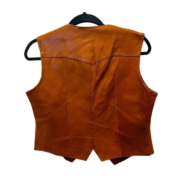 The Leatherman Of California Leather Sleeveless Button Front Vest Size 10 - Picture 8 of 9